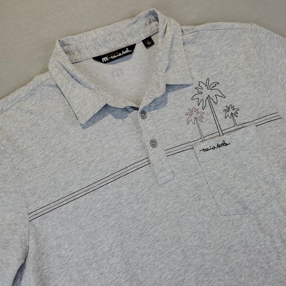 Travis Mathew Men's Golf Polo Shirt Palm Trees Gray L